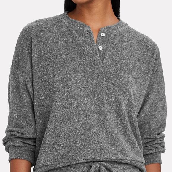 DONNI Tops - DONNI Women's Terry Henley Pullover Sweatshirt Size XL Heathered Gray Comfort